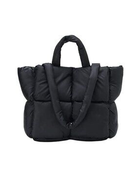 Ovida Quilted Puffer Tote Bag Large Soft Down Cotton Shoulder Handbag